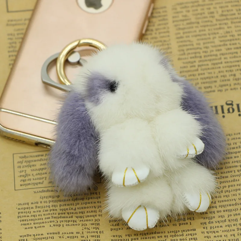2017 Fur Bunny Rabbit Keychain Fashion pom pom keychain Fox fu fur keychain Toy Doll rabbit