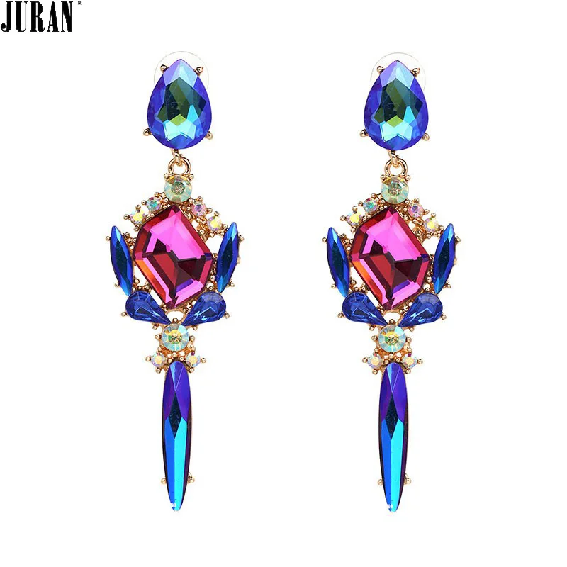Женские длинные висячие серьги JURAN Винтажные с кристаллами 2 цвета|long dangle earrings|long
