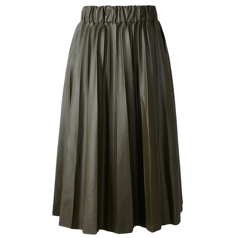 Женская юбка средней длины из ПУ кожи с высокой талией|faux leather skirt|leather skirtskirt midi |