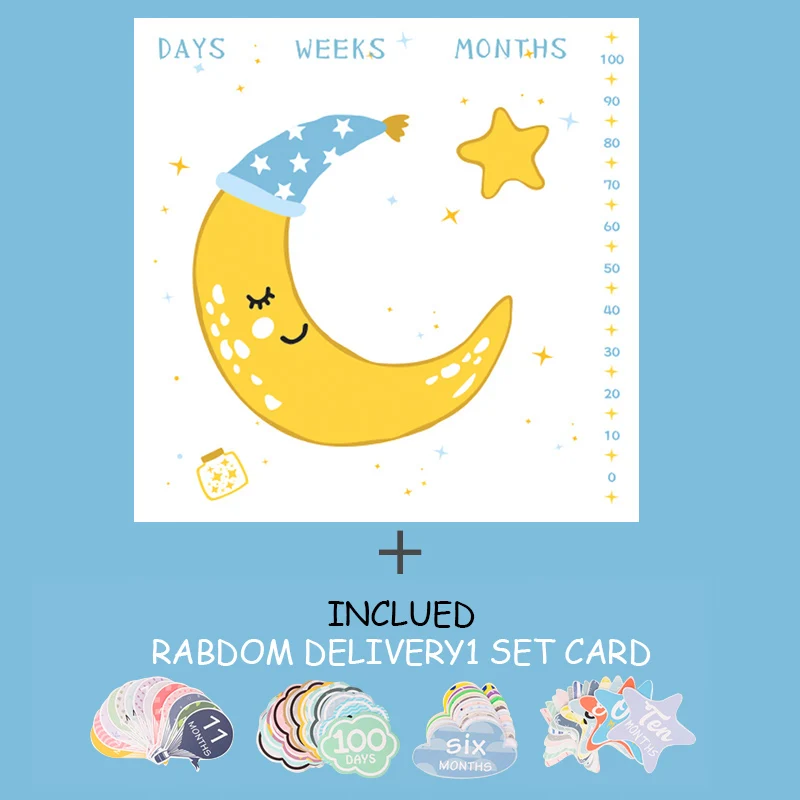 Muslinlife, популярные тренды, органическое муслиновое Хлопковое одеяло с рисунком Луны и звезды, детское одеяло, 120*120 см - Цвет: 1 blanket 1 card