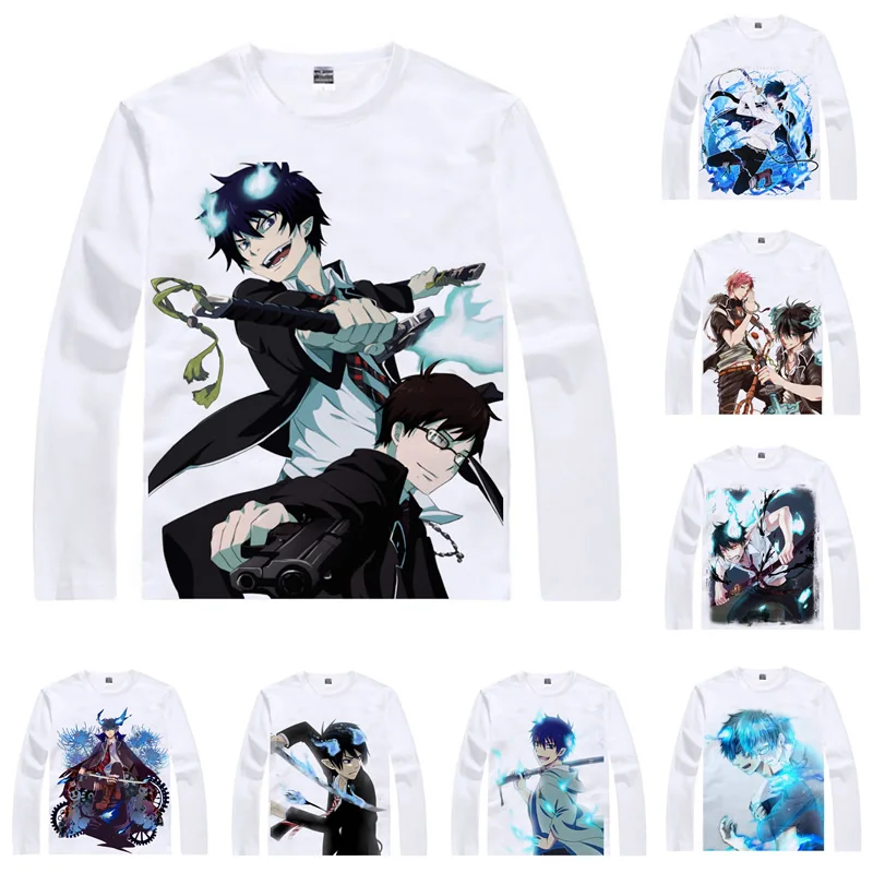Туфли для косплея Blue Exorcist футболки Для мужчин в стиле хип хоп с длинным рукавом