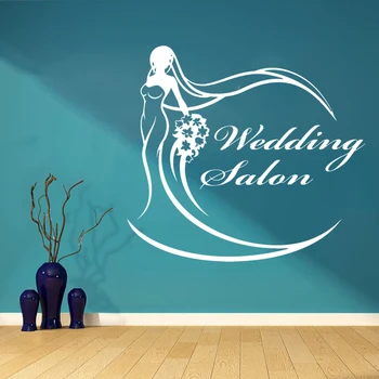 

Beauty Fashion Wedding Stickers Wedding Dress Salon Logo Signboard Bride Poster Mural Vinyl Art Design Decor Decals LY1507