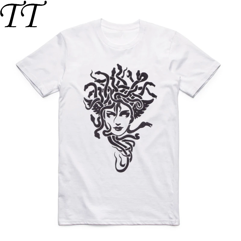 2019 S-XXX Мужская и женская мифологическая белая футболка Medusa с коротким рукавом