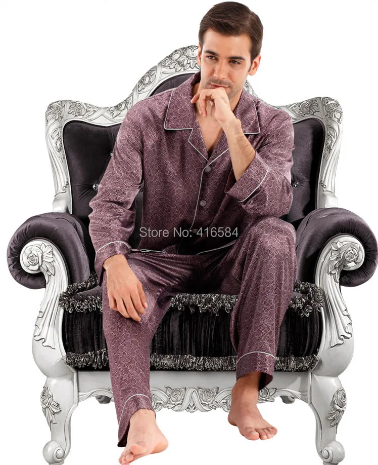 Мужские пижамы оптом высокое качество Pijama мужские атласные пижамы имитация шелковые пижамы для мужчин лето осень