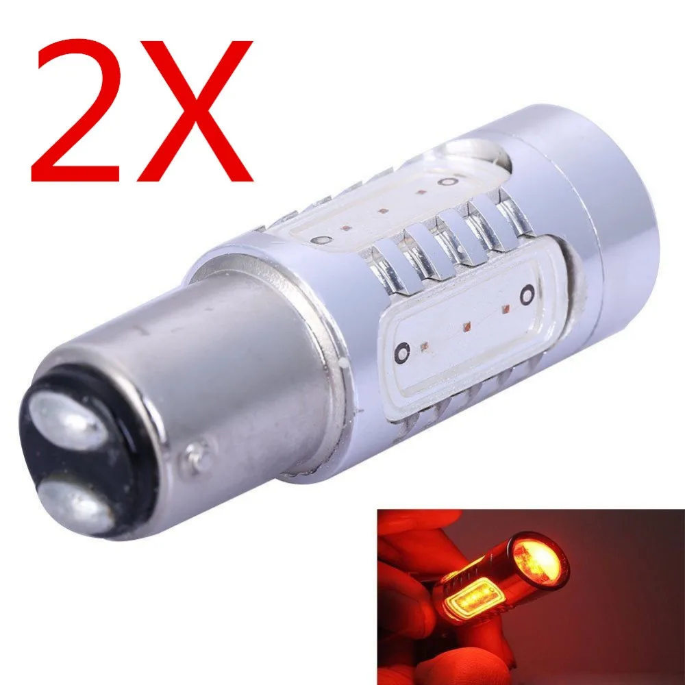 2pcs 7.5W BAY15D 1157 P21/5W Red LED 5 COB Car Brake Tail Light Bulbs
