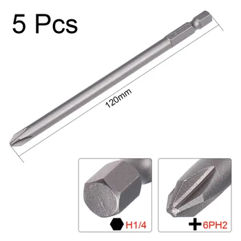 

Uxcell 5pcs S2 PH2 6mm Dia.Phillips Magnetic Screwdriver Bits 1/4" Hex Shank Bits 120mm DIY Replacement,Electric Hand Tools