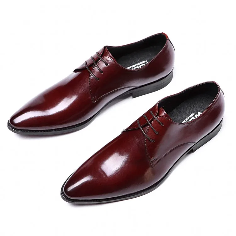 

Hot Sale Men New Fashion Pointed Toe Genuine Leather Lace Up Handmade Oxfords Office Work Dress Wedding Shoes JS-A0059