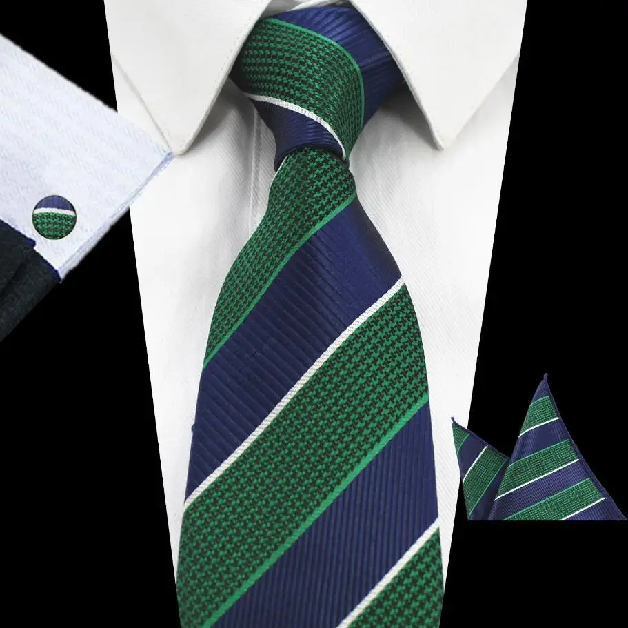 Ricnais дизайн 8 см набор галстуков жаккардовый переплетенный шелковый галстук гравата платок запонки набор Карманный квадратный мужской галстук для свадьбы - Цвет: 15