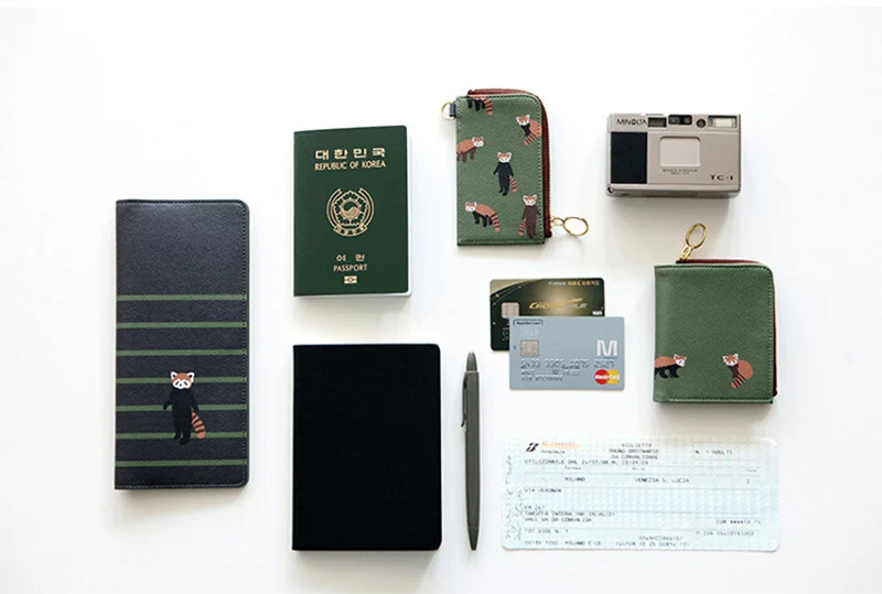 Passport Cover Lovely Animal Travel Foldable ID Holder Long Section Passport Clip Flight Bit License Wallet Sets Bag PC0063 (6)
