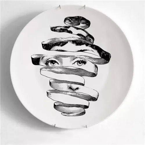 8 Мианский стиль, декоративная тарелка Fornasetti, художественная настенная фарфоровая тарелка, настенная висящая керамическая ваза, украшение для домашнего интерьера - Цвет: 8