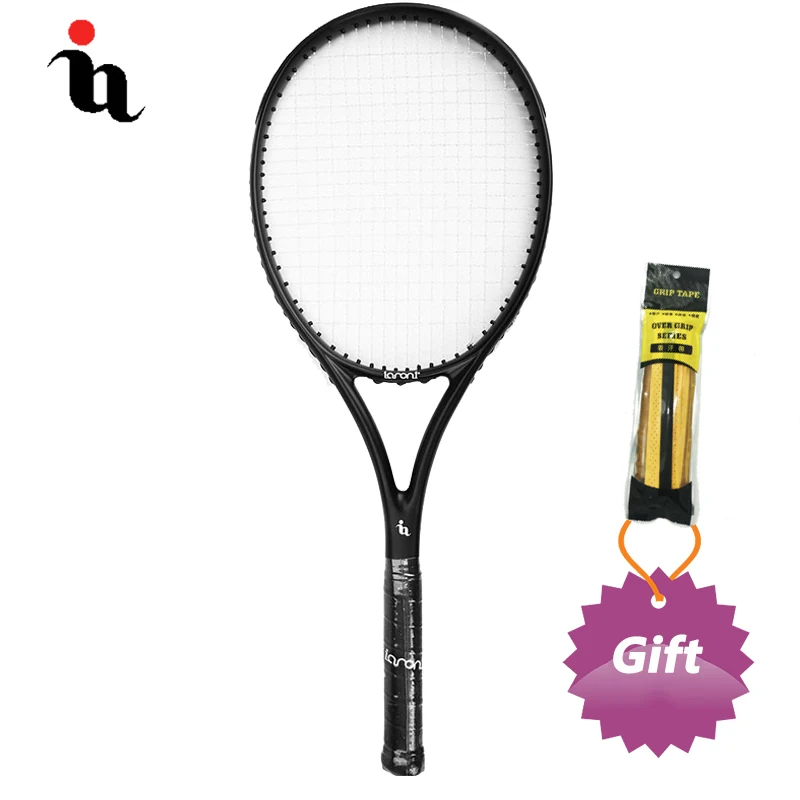 

IANONI Raquetas De Tenis Black Profesionales Set Graphite Carbon Fiber High Quality MID Surface Gift Grip Tape Tennis Racket