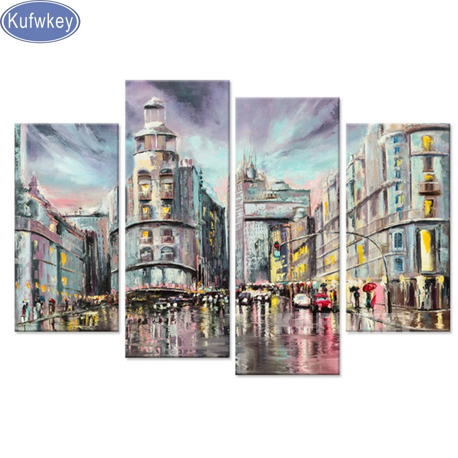 

4 pcs,Full Square 5D DIY diamond painting welcome Madrid Street Diamond Embroidery,Cross Stitch,Mosaic,sticker,home decoration