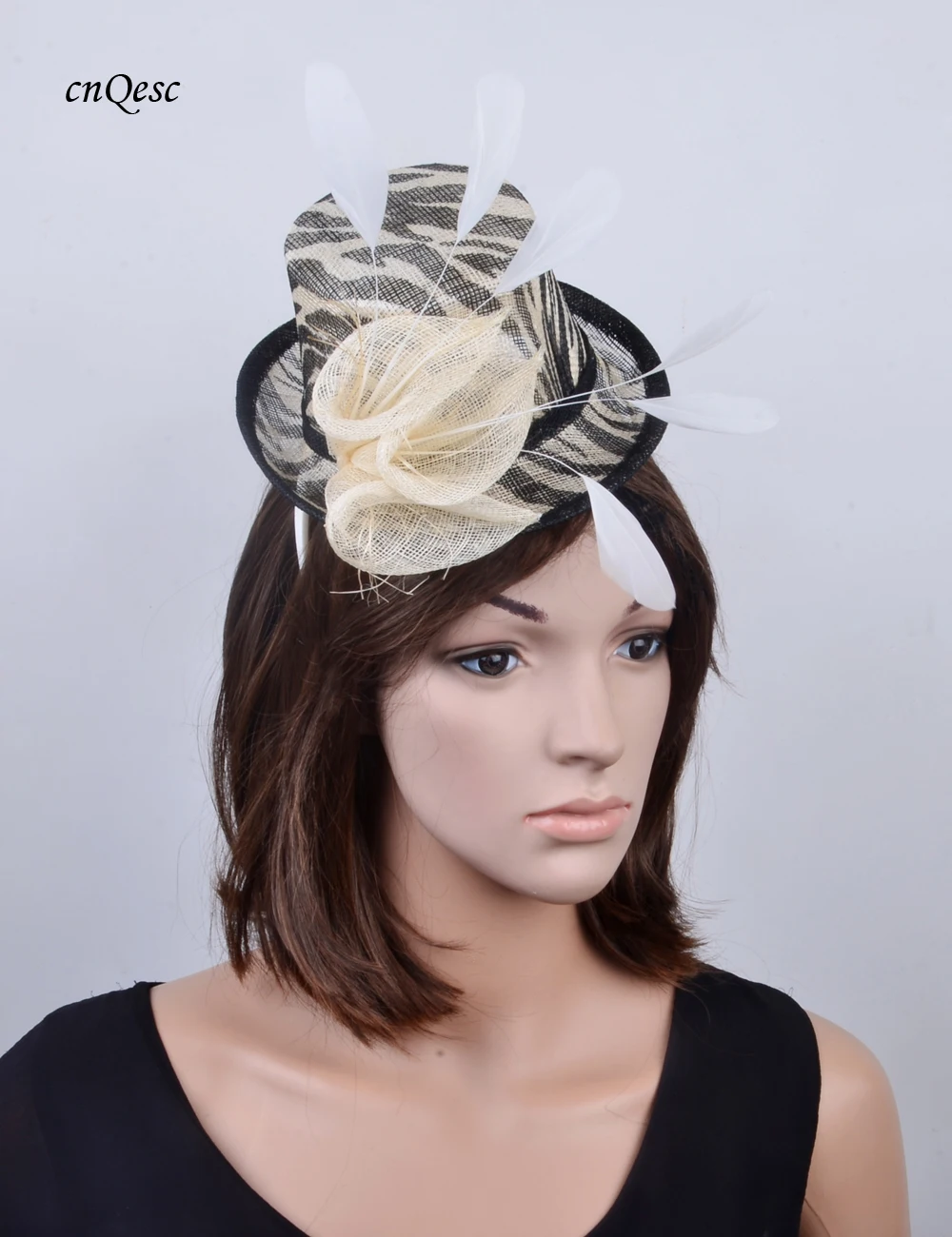 ขายส่งใหม่ 6 สี ZEBRA Sinamay Fascinator หมวกมินิสำหรับ Kentucky DERBY
