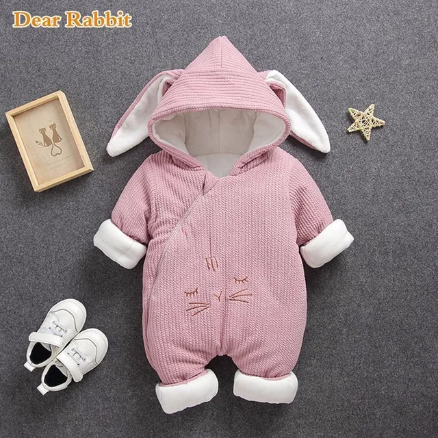 2020 New Baby rompers Overalls  Clothes Winter Boy Girl Garment Thicken Warm Pure  3
