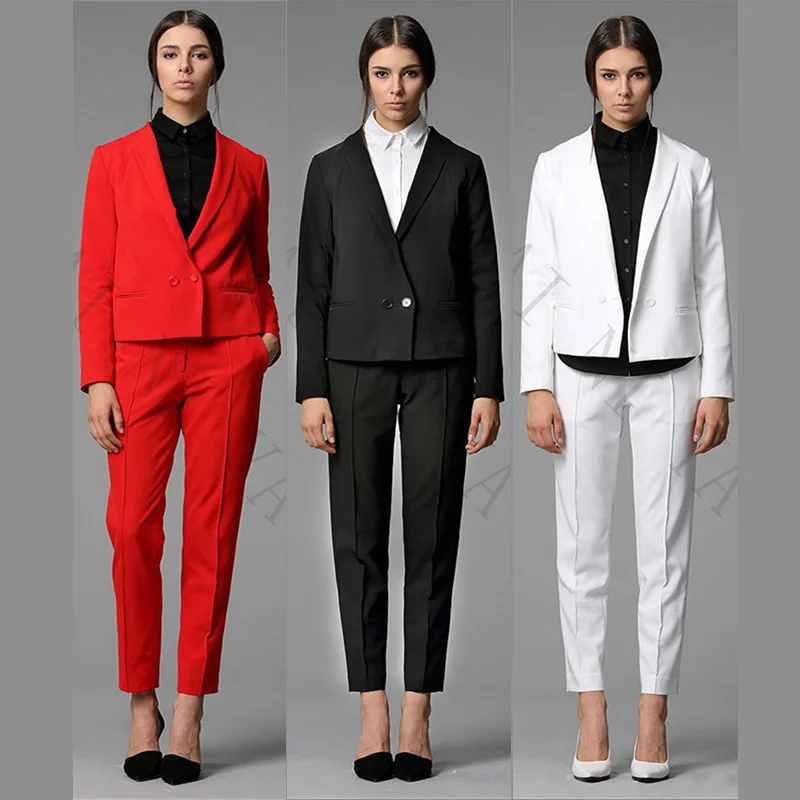 

Autumn Elegant Office Uniform Women Business Suits Two Piece Sets Solid Female Trouser Suit Blazer and Pants Double Breasted