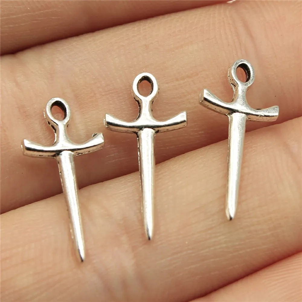 

Charms Sword Cross Diy Jewelry Findings 50pcs/lot Antique Silver Plated 0.8x0.4 inch (21x10mm) Sword Cross Charms