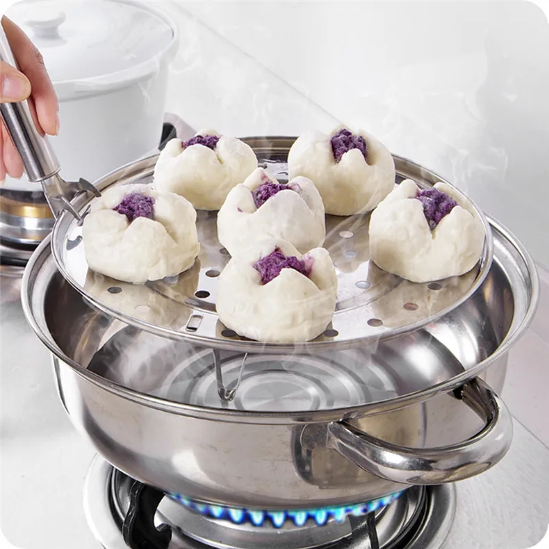 Stainless Steel Round Steamer Tray 20/22/24/26cm Convient Three-Leg Steamer Dumpling Tray Kitchenware Cooking Tools