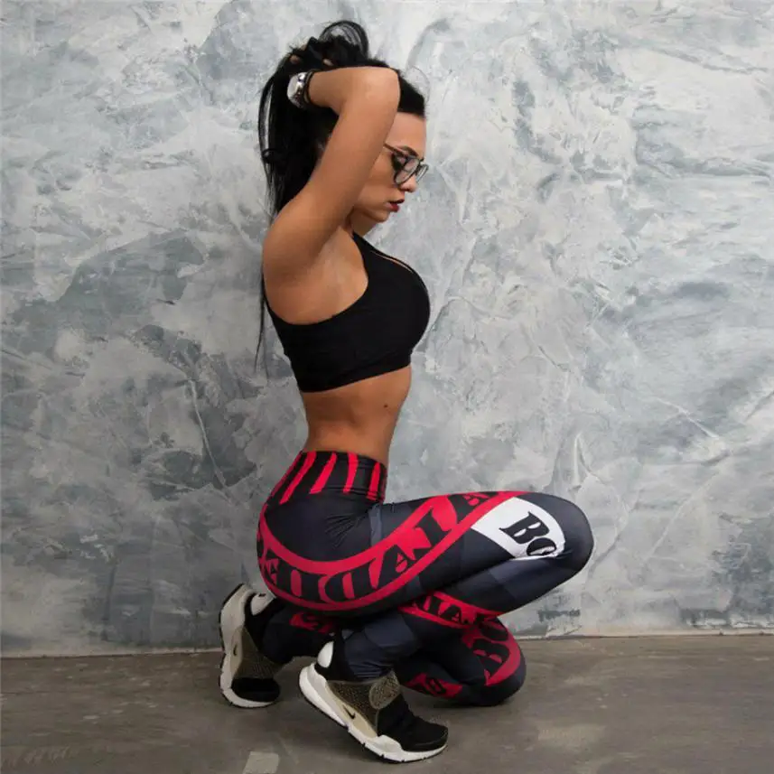Camuflado Feminino Леггинсы Спортивная дышащая письмо печатные тренировочные