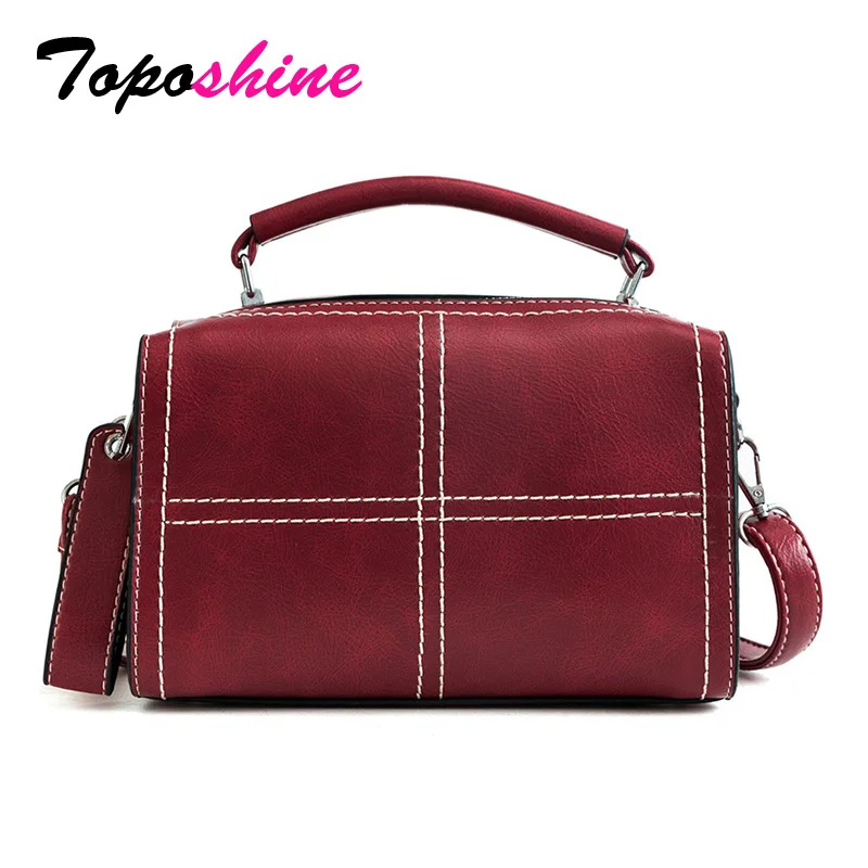 

Toposhine Vintage Lady Bags Fashion Top Quality Thread Women Handbag Soft PU Leather Large Capacity Casual Female Shoulder Bag