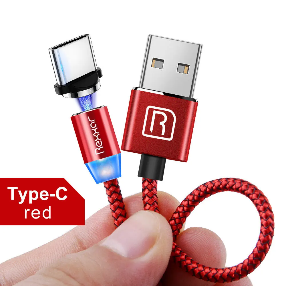 1 м 2 м Магнитный USB кабель Micro usb type C кабель для быстрой зарядки для iPhone XS Max samsung Магнитный шнур для зарядки телефона Android - Цвет: USB Type C Red