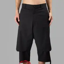 28-42 хит Лето Мужская Новая мода стиль показывает многослойное Сращивание двух частей двух двойной открытый и сплит брюки