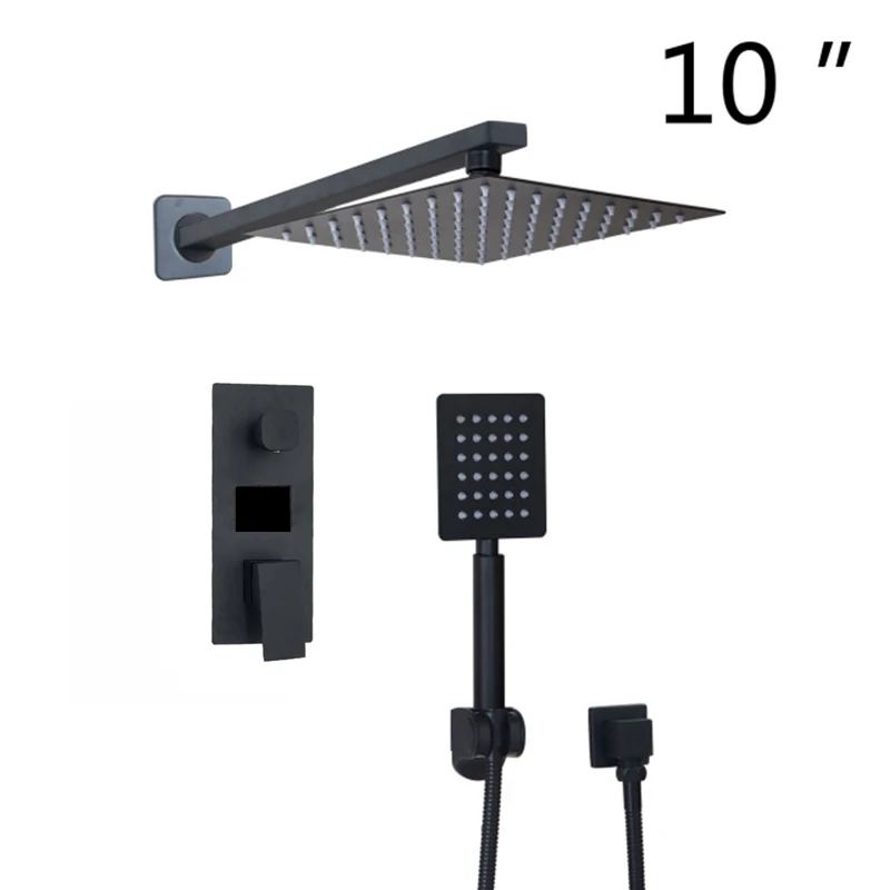 10 inch shower set 2 JIENI матовый черный Ванная комната душа Осадки Насадки для душа 2 способа цифровой Дисплей смеситель 3-функции цифровой смеситель для душа - Цвет: 10 inch shower set 2