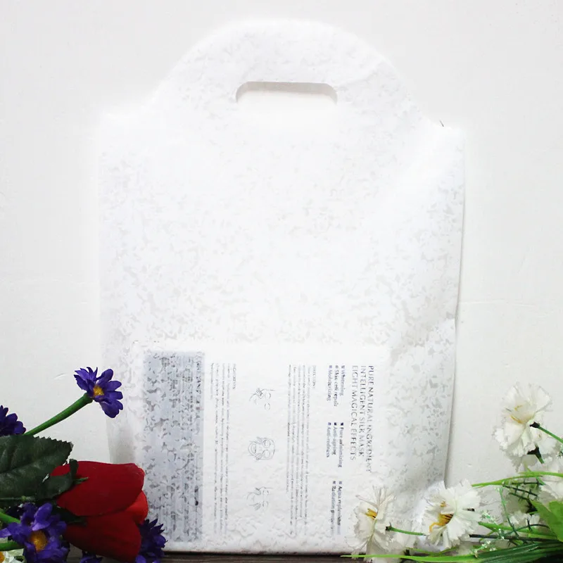

50pcs/lot White lace Plastic Packing bag for Garment gifts bags with full size flowers printing available for custom