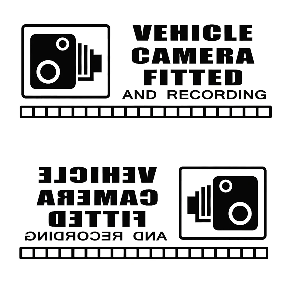 1pair Mirror Warning Stickers CCTV Video Camera Recording Car Vehicle Window Sign Vinyl Car Wrap Decor Decals