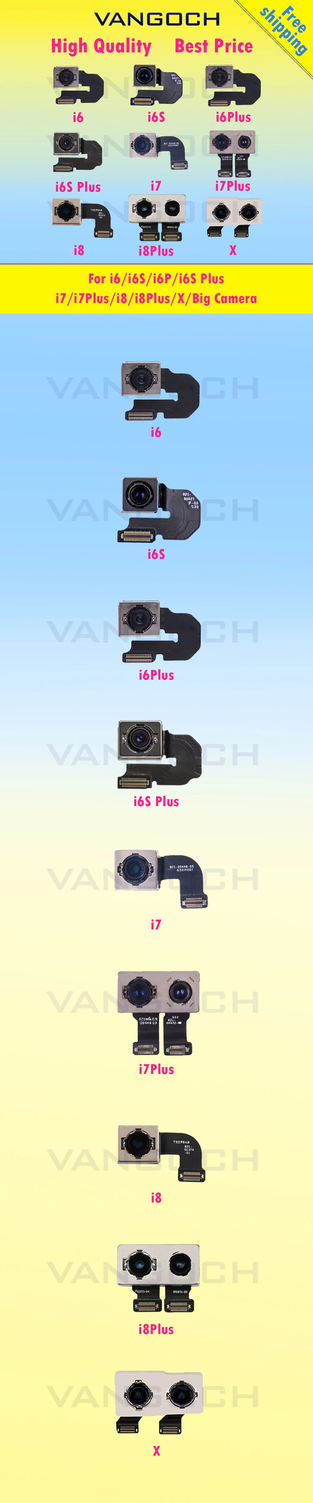 10 шт. задняя камера для iPhone 6G 6 плюс 6 S 6 S плюс 7 г 7 Plus 8 г плюс 8 x со шлейфом перед модель оригинальная замена парца