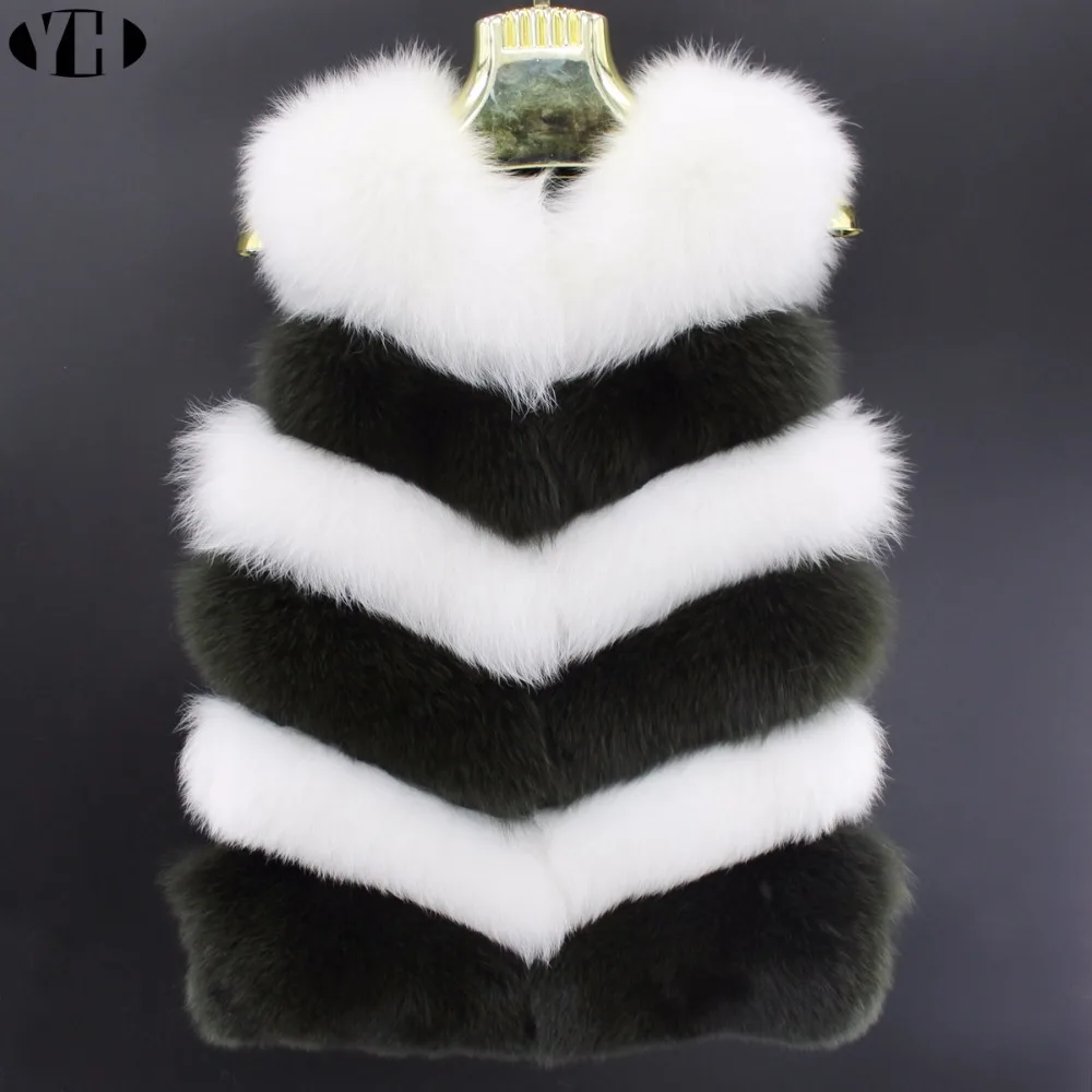

2018 winter women real fur vest lady 100% natural fox fur coat sleeveless warm fashion fur gilet female vest brand customized