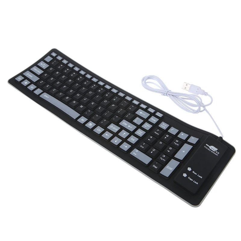 Складная клавиатура Водонепроницаемая USB Проводная клавиатура 103 клавиш силиконовая Мягкая клавиатура