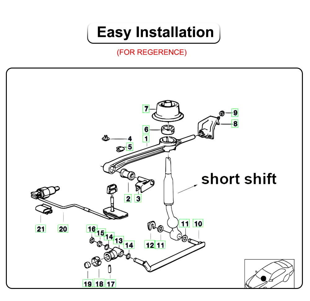 Короткий бросок переключения передач с прокладкой Быстрый сдвиг Короткий бросок переключения передач Универсальный для BMW E46 M3 M5 3/5 серии