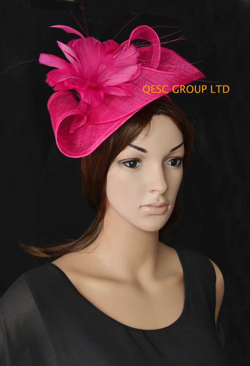 

Wholesale NEW 13 colours Hot pink fuchsia sinamay Fascinator hat for kentucky derby.QF097