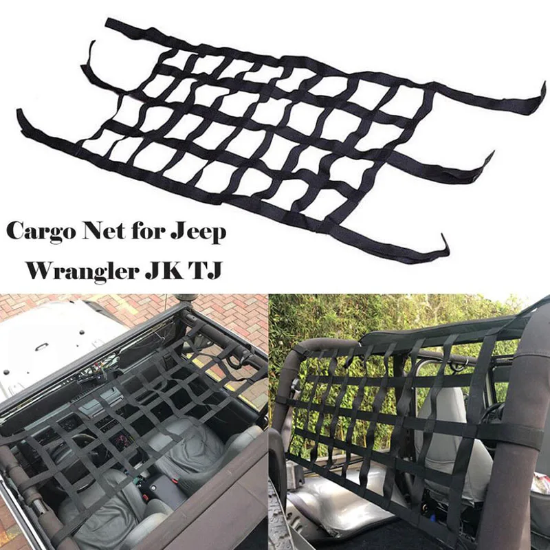 For Jeep Wrangler JK TJ 1997 2018 Cargo Net Back Window Extra Storage