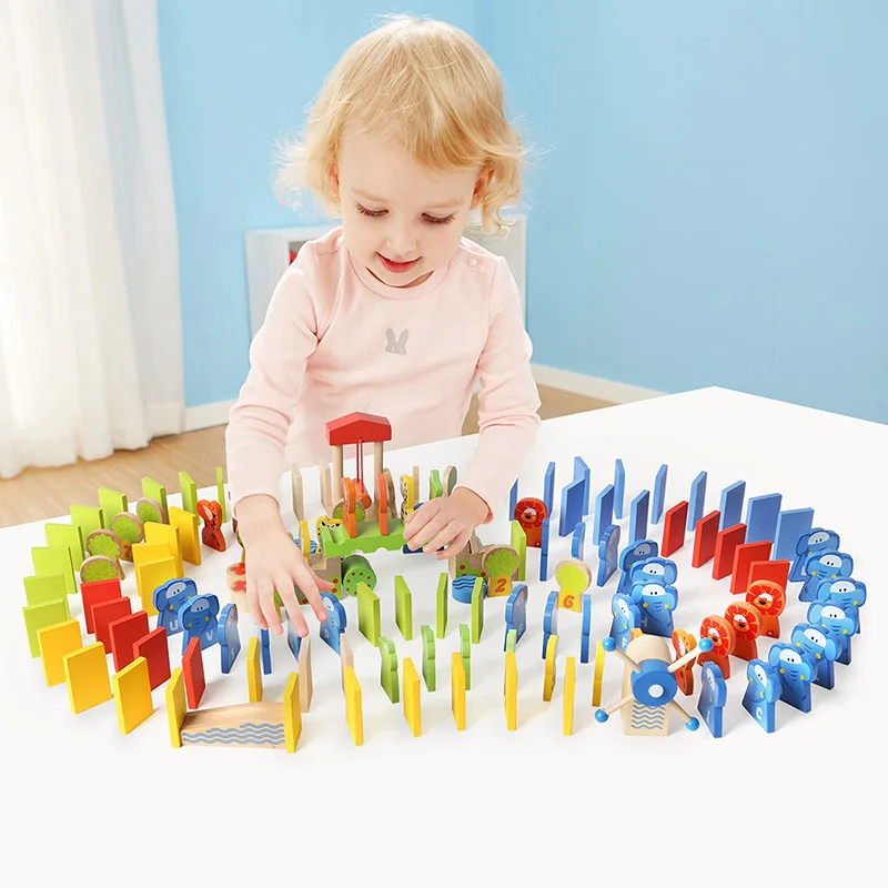 

TOPBRIGHT Children's educational toys 150 animal barrels domino toy alphanumeric domino toys