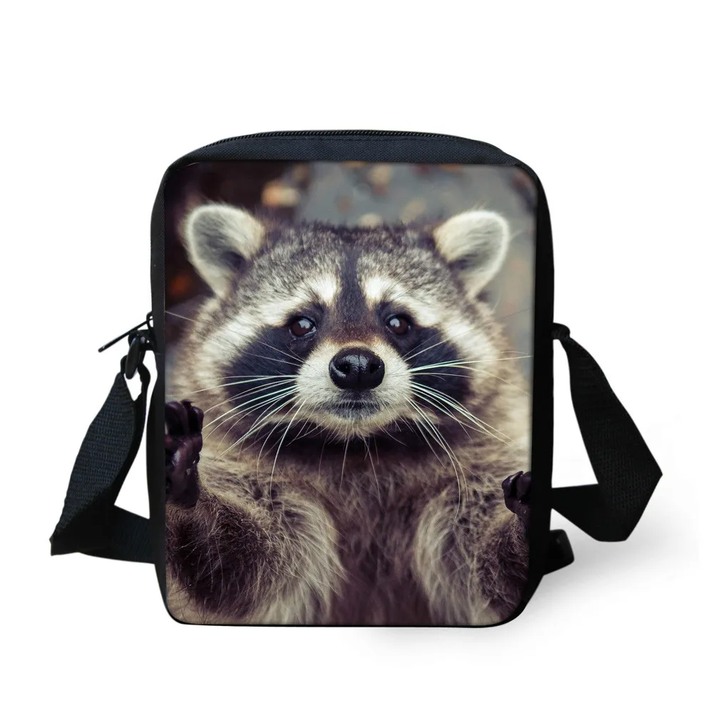 

ThiKin Mini Children Kids Messenger Bags Cute Printing Raccoons Girls Crossbody Bags Small Women Cross Body Shoulder Bags