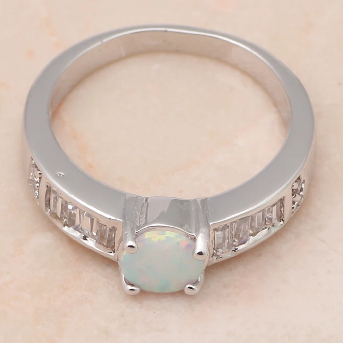 Дизайнер серебряные штампованные ювелирные изделия Зеленый Опал Обручальные кольца для женщин Опал Ювелирные SZ#7,5#6,5#8,5 OR546A