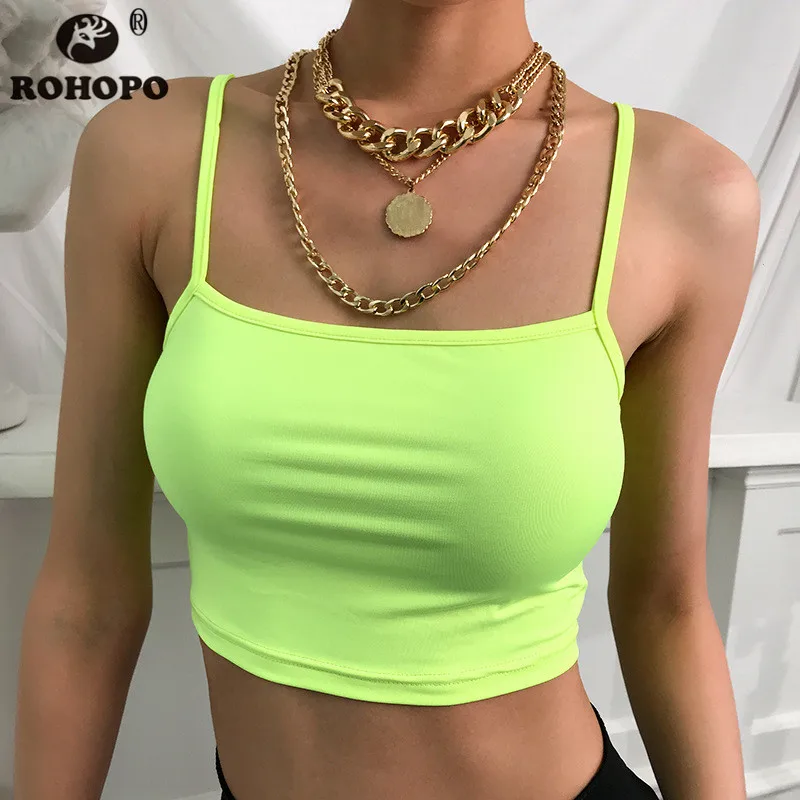 

Summer Women Solid Sexy Tank Tops Short Sleeveless Strapless Woman Crop Fluorescent Green Fashion Top Tank Elastic Under Wear