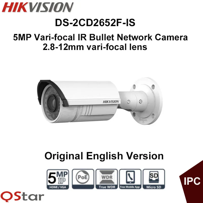 Hikvision Original English 5MP Vari focal IP Camera DS 2CD2652F IS Bullet Network IR Security