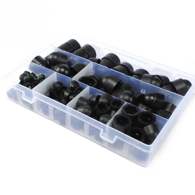 

145pcs/box Plastic Dome Nut & Bolt Covers M4 M5 M6 M8 M10 M12 KIT Black