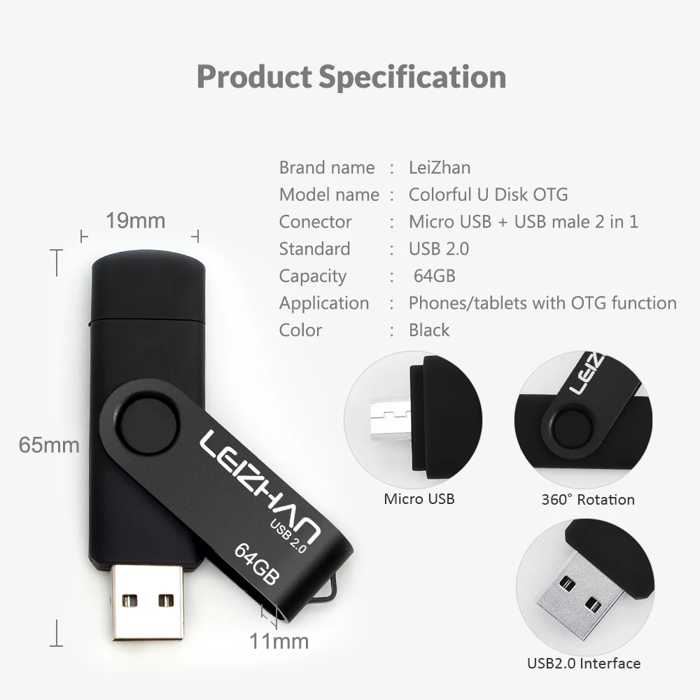 LEIZHAN 128 Гб OTG USB флеш накопитель 64 ГБ Micro Pendrive 32 16 8 4 карта памяти компьютер