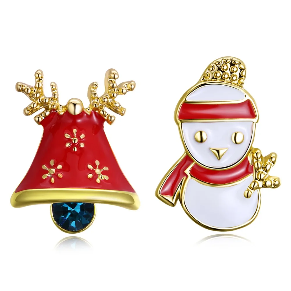 

Merry Christmas Xmas Bell & Snowman Irregular Stud Earrings for Women Girls Cute Xmas Ear Jewelry Gift Aretes Fashion Jewelry