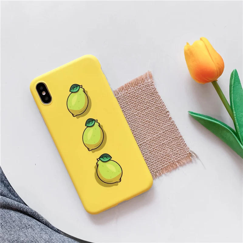 

Cute fruit lemon phone case for iphone XR case Matte soft tpu case For iphone X XS Max 7 8 6 6s Plus back cover