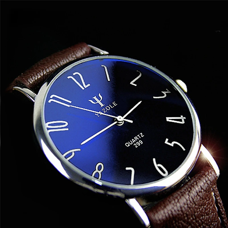 New Waterproof leisure business watch classic lovers men women watch thin blue light men's wrist watch relogio masculino 5