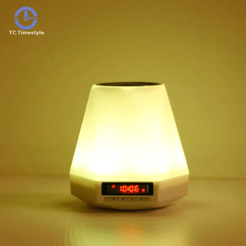 Светодиодный Настольный будильник, черный, белый, золотой, опциональный, аудио, Ночной светильник, сабвуфер, беспроводной Bluetooth динамик