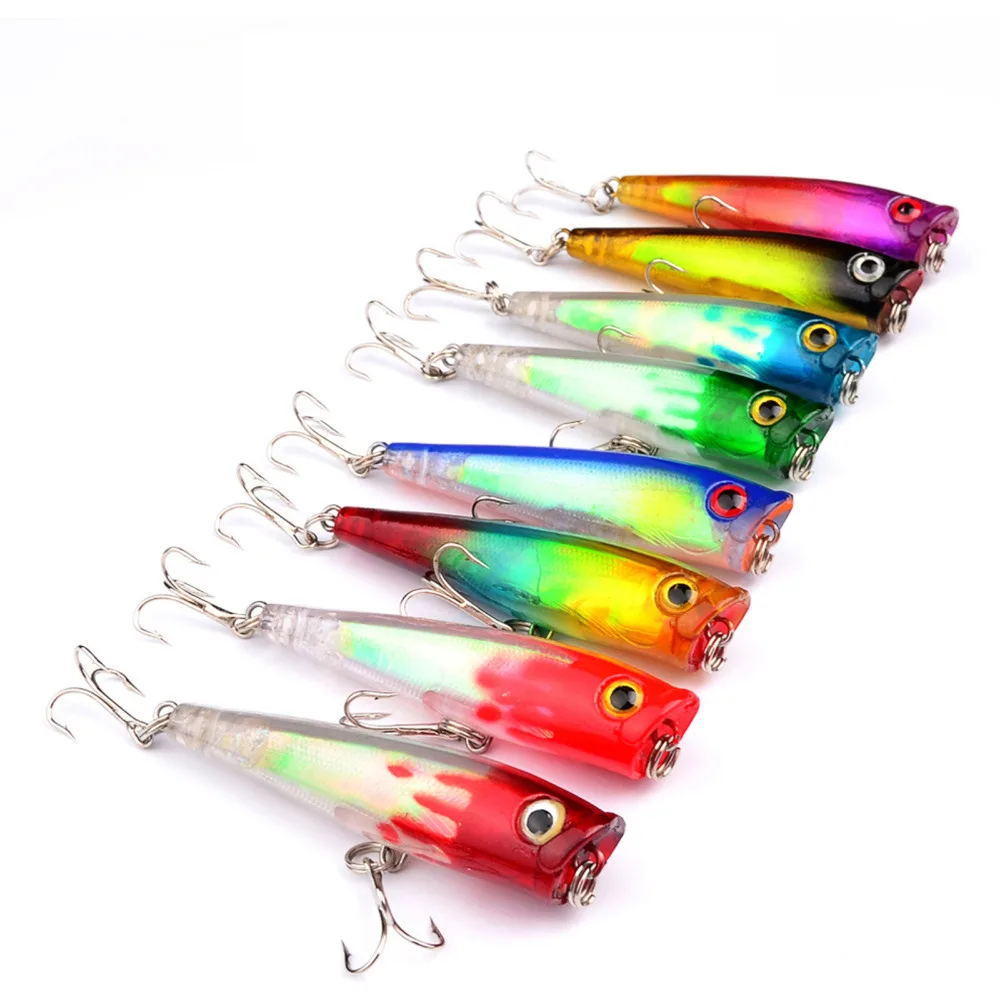 8PCS Topwater Fishing Minnow Crankbait Popper Fish Bass lure hook baits 6.5cm/6.5g Free shipping | Спорт и развлечения