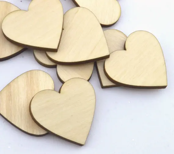 

300pcs Crafting Supplies - Laser cut wooden hearts 1.2 x 1.2 Inches- 30mm