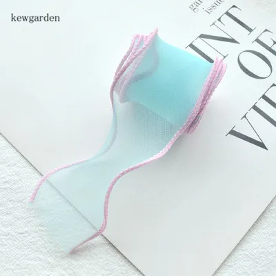 Kewgarden вручную изготовленная лента около " 50 мм волнистые контрастные цвета Край Вуаль ленты DIY волос Лук аксессуары атласная лента для свадьбы 5 м