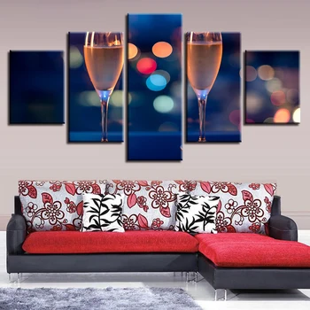 

Home Decor Living Room Modern no frame Wall Art 5 Pieces Wine Cup Paintings Modular Poster Canvas Pictures Artworks HD Printing
