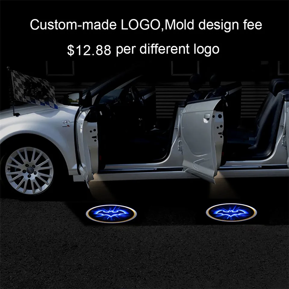 2pcs Car Welcome Light Wireless Car Door Led Welcome Laser Projector Logo Ghost Shadow Light Batman Car Interior Lamp Light 2018